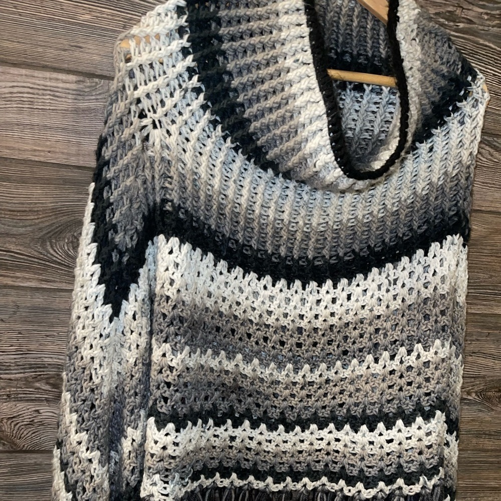 Crochet Granny Afghan Cape Poncho - Picture 3 of 11